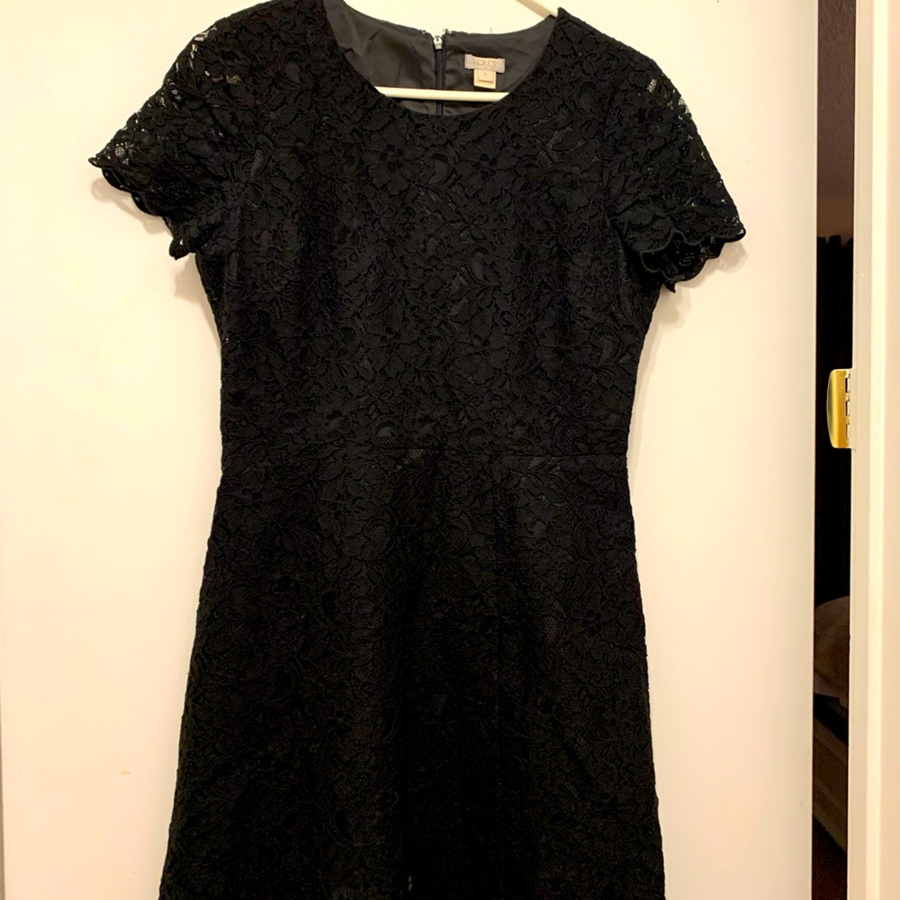 J Crew  Black Lace Fit and Flare Dress Size 4